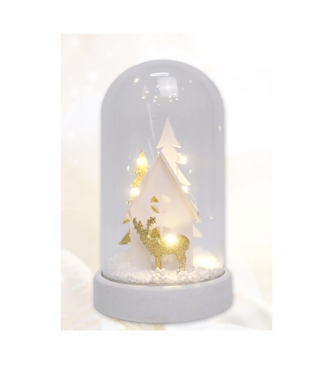 LAUREN TAYLOR CHRISTMAS TREE/DEER SCENE SNOW GLOBE AST