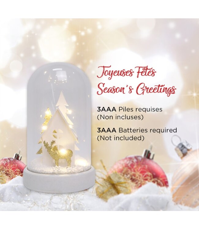 LAUREN TAYLOR CHRISTMAS TREE/DEER SCENE SNOW GLOBE AST