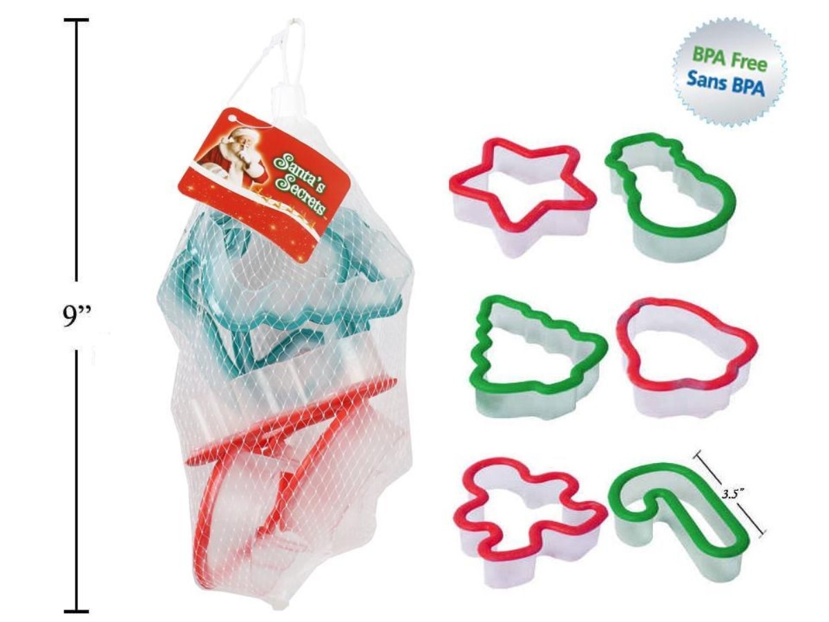 6pk PLASTIC CHRISTMAS SHAPED COOKIE CUTTER SET Oxford Mills Home