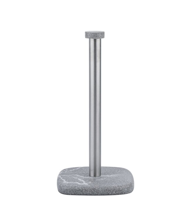 A LA CUISINE MARBLE PAPER TOWEL HOLDER w/SQUARE BASE WHITE/GREY