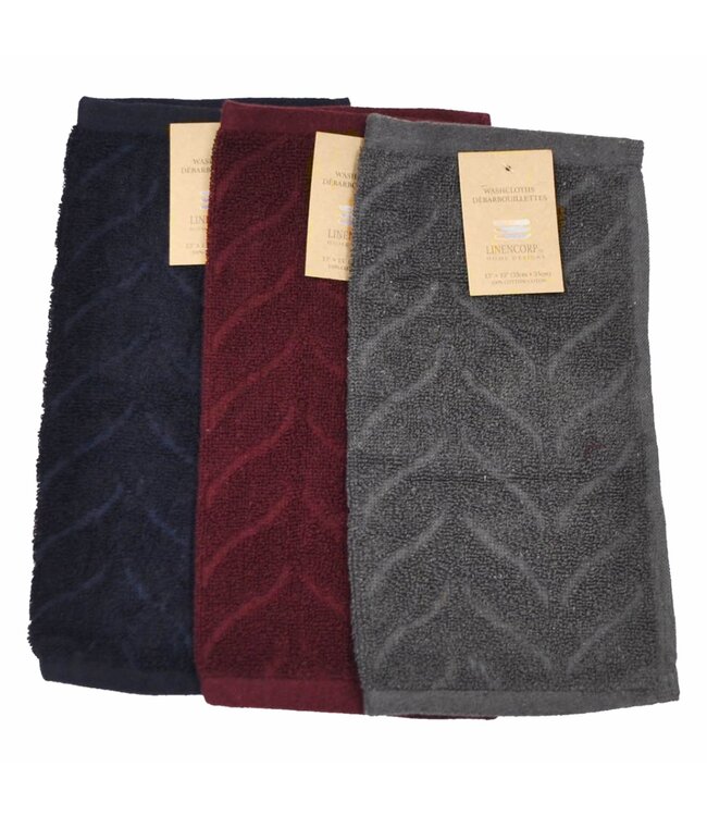 JACQUARD TOWELS NAVY OR CHARCOAL OR BURGUNDY