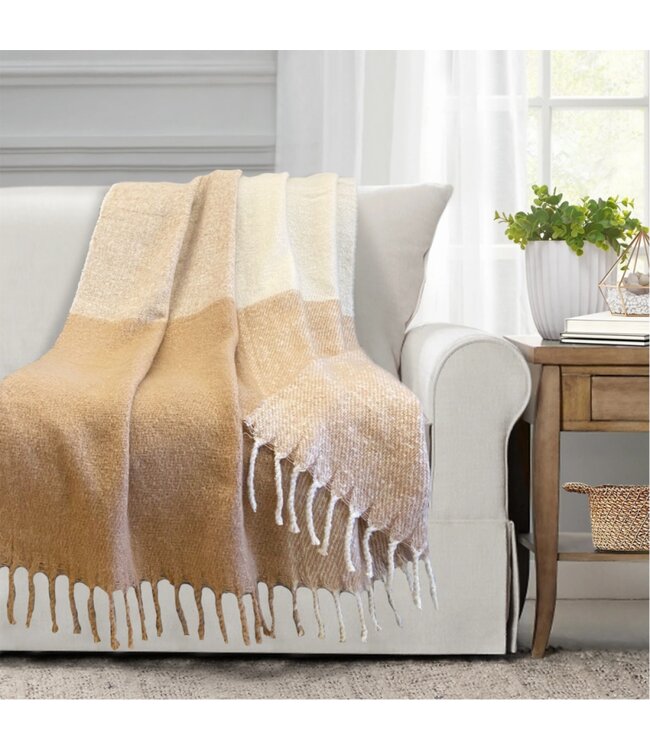 LAUREN TAYLOR JOHAN PLAID FAUX MOHAIR WOVEN THROW 50X60"