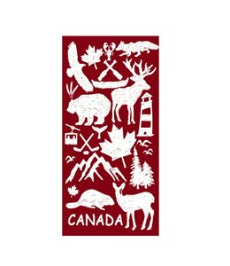 CANADA WOODLAND CREATURES BEACH TOWELRED/WHITE 28X58"