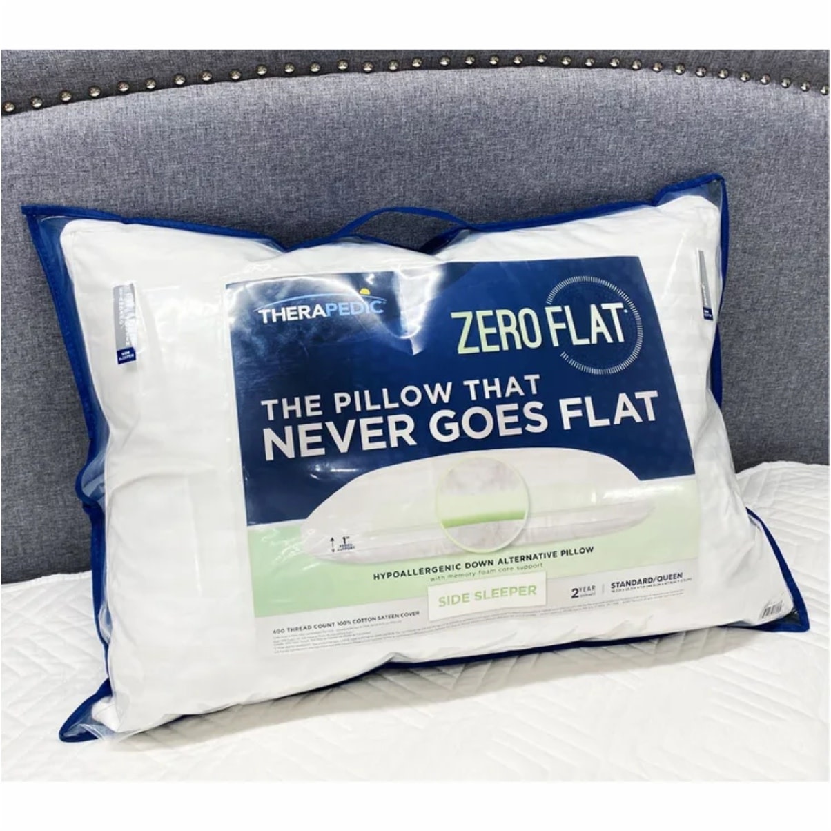 THERA ZERO FLAT SIDE SLEEPER PILLOW S/Q Oxford Mills Home Fashion
