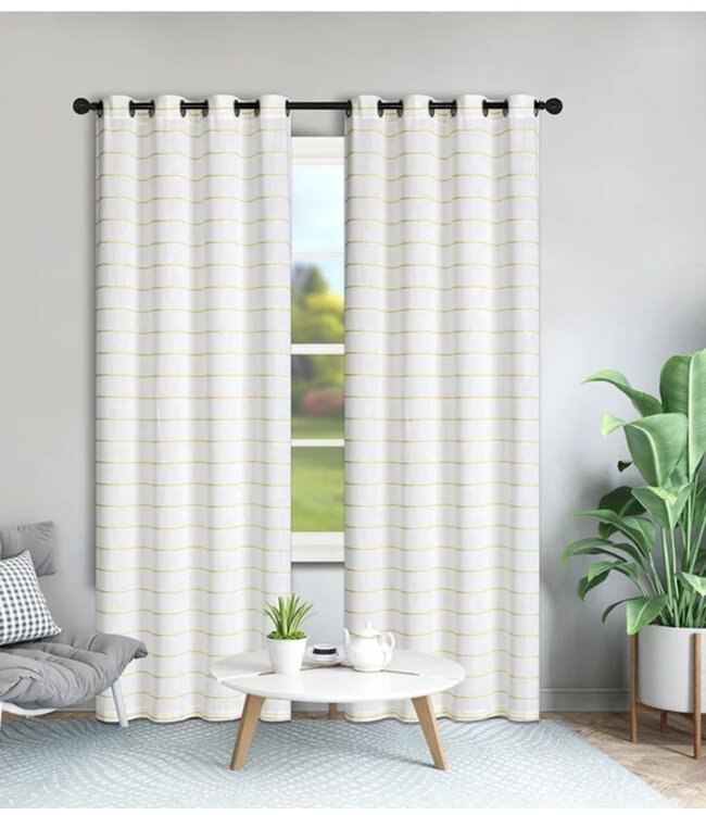 LAUREN TAYLOR ALBA STRIPED JACQUARD WINDOW PANELS AST 52X84"