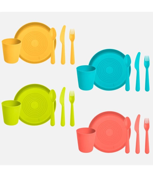 PLASTIC 20PC PICNIC DINNERWARE SET ASSORTED COLOURS