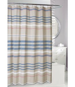 RESTORATION COTTON SHOWER CURTAIN NATURAL/BLUE