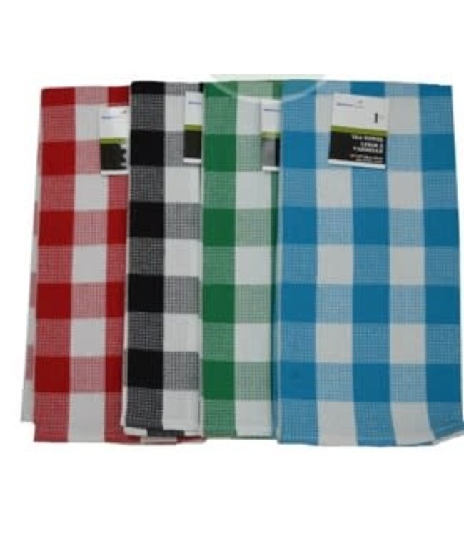 CHECK TEA TOWEL AST 23X32" (Red OR Green OR Black OR Light Grey)