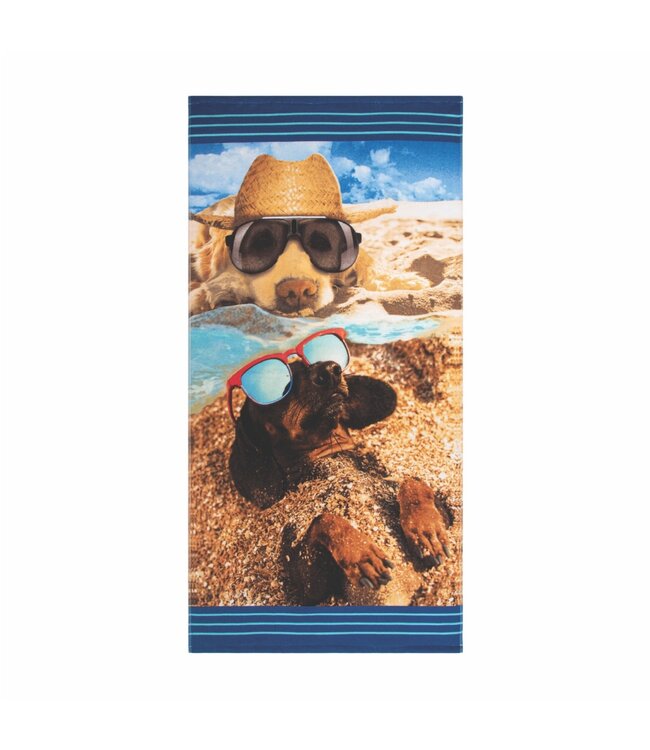PHOTOREAL NOVELTY VELOUR BEACH TOWEL 28X58" BEACH DOGS