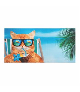 PHOTOREAL NOVELTY VELOUR BEACH TOWEL 28X58" COCONUT CAT