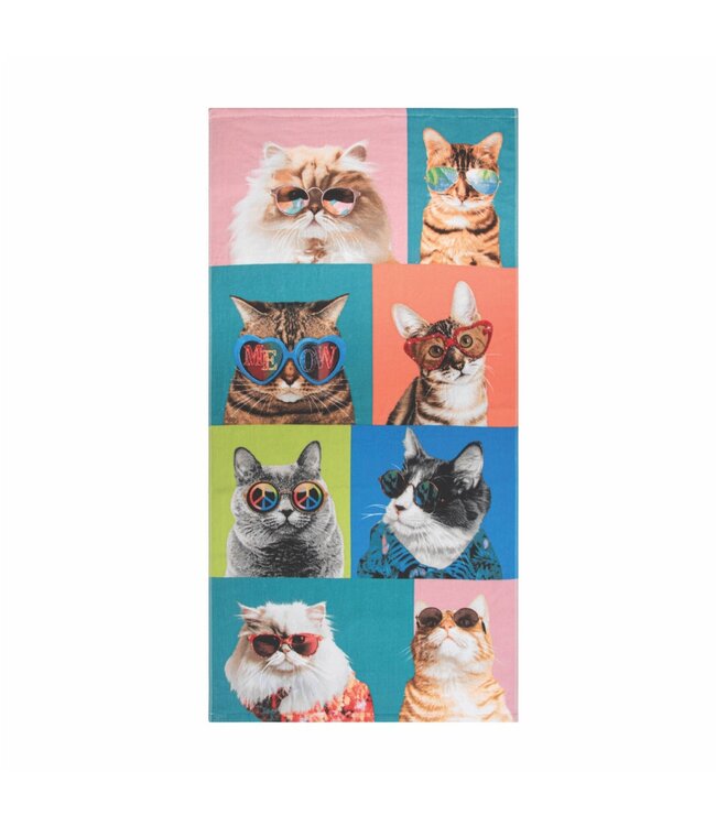 PHOTOREAL NOVELTY VELOUR BEACH TOWEL 28X58" COOL CATS