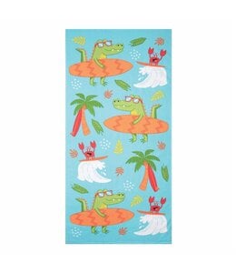 KIDS PRINTED VELOUR BEACH TOWEL 28X58" SURFING CROCS