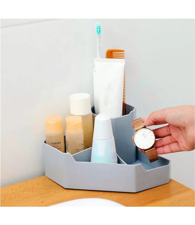 4-DIVIDER STORAGE BOX GREY 8x4x4"