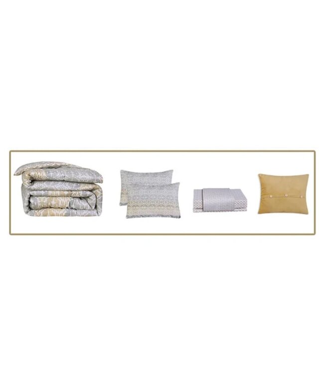 ANTOINE 8pc COMFORTER SET MUSTARD/GREY