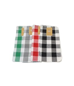 2PK CHECK DISH CLOTH AST 14X14" (Red OR Green OR Black OR Light Grey)