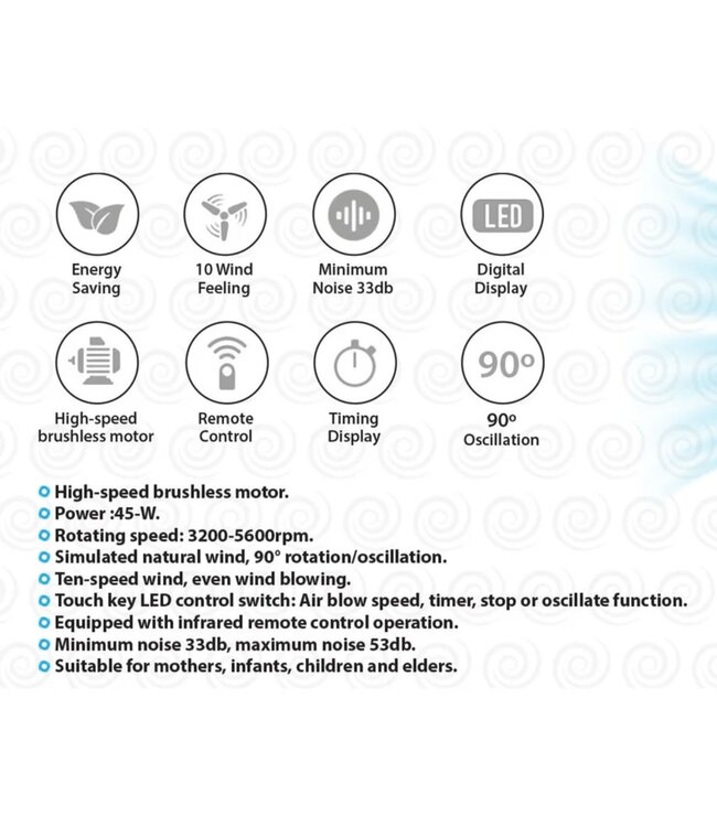 VORTECO BLADELESS AIR COOLING FAN DARK GREY 38.9"X7"X9.4"