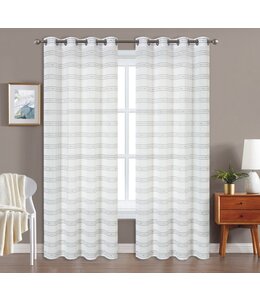 LAUREN TAYLOR ELENA 2 PK STRIPED JACQUARD SHEER WINDOW PANELS AST 37X84"