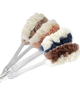 STUDIO 707 BATH POUF BRUSH w/HANDLE AST 4"