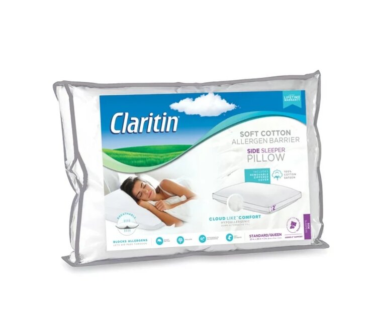 CLARITIN COTTON ALLERGEN BARRIER SIDE SLEEPER PILLOW