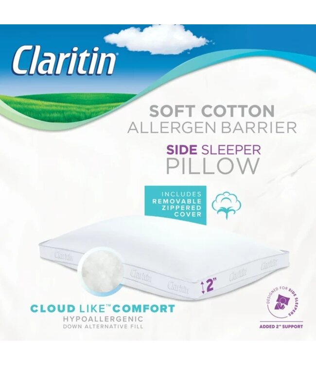 CLARITIN SOFT COTTON ALLERGEN BARRIER SIDE SLEEPER PILLOW Oxford