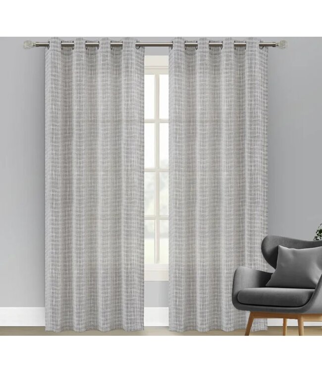 LAUREN TAYLOR SILA 2PK JACQUARD LINEN WINDOW PANELS SILVER 52X84"