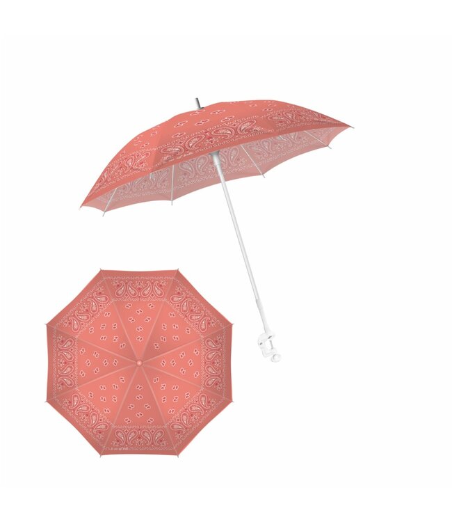 CLAMP-ON PRINTED BEACH UMBRELLA 37.5X37.5X32.3" CORAL