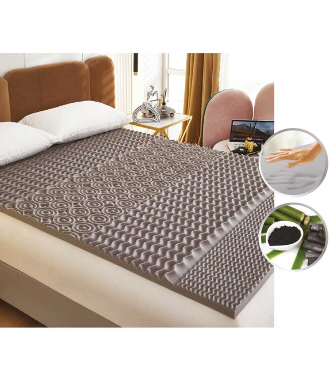 MAISON BLANCHE 5 ZONE CHARCOAL 1.5" MEMORY FOAM MATTRESS TOPPER GREY