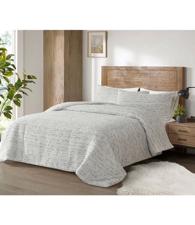 LAUREN TAYLOR PINA JACQUARD 3pc DUVET COVER SET WHITE
