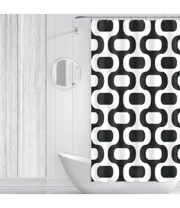 LAUREN TAYLOR RETRO GEO SHOWER CURTAIN AST 70X72"