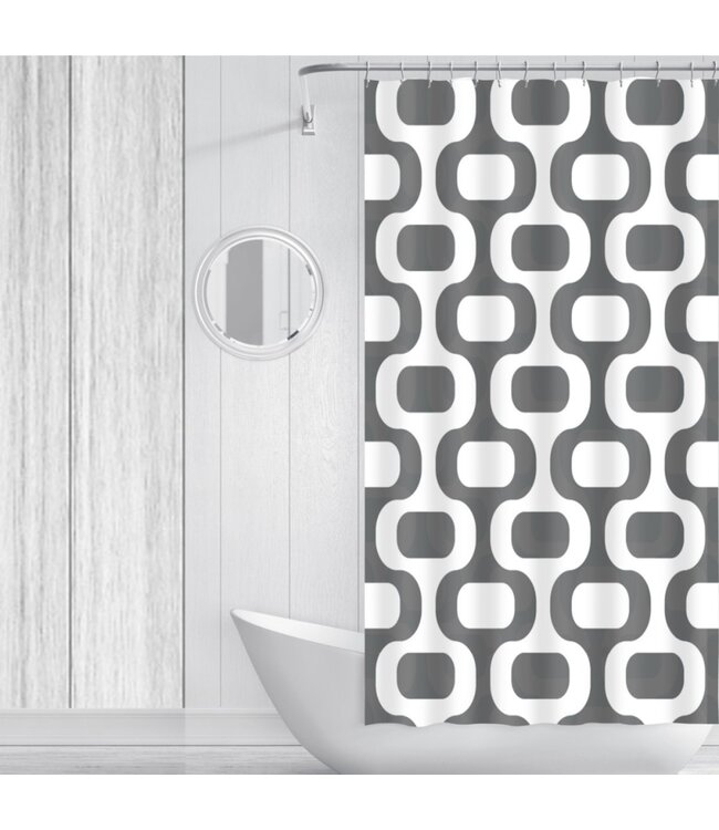LAUREN TAYLOR RETRO GEO SHOWER CURTAIN AST 70X72" (MP12)