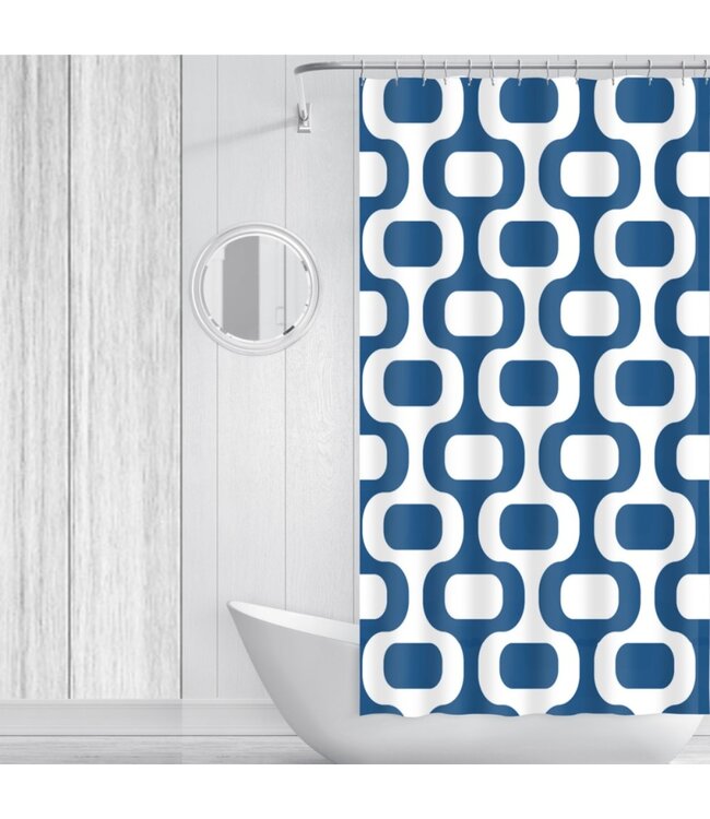 LAUREN TAYLOR RETRO GEO SHOWER CURTAIN AST 70X72" (MP12)