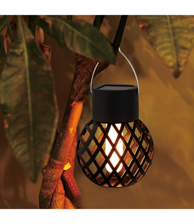 LAUREN TAYLOR SOLAR FLAME HANGING LIGHT BLACK 2.7"X2.7"X 5.3"