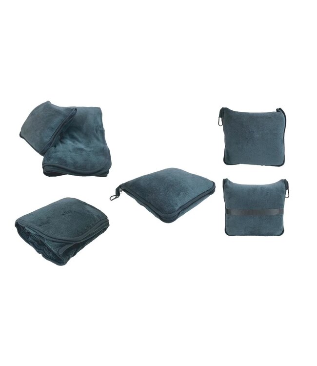 TRAVEL BLANKET w/STORAGE BAG AST (grey or charcoal or indigo) 43X60"