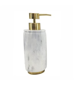 MARBLE LOTION DISPENSER WHITE/BRASS