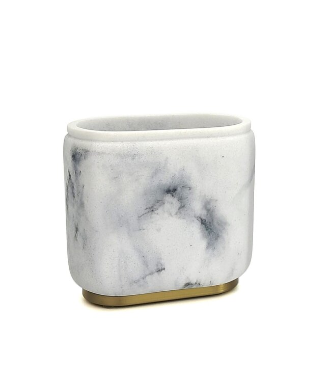 MARBLE TOOTHBRUSH HOLDER WHITE/BRASS