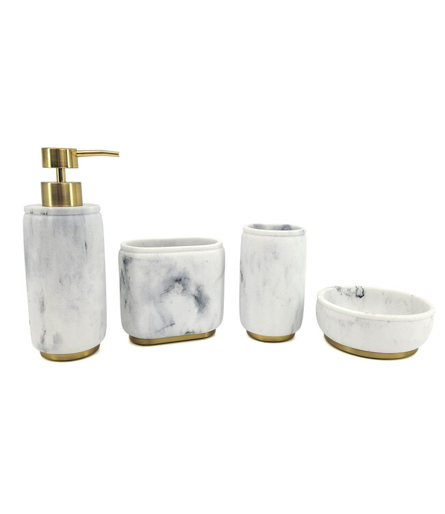MARBLE TUMBER WHITE/BRASS