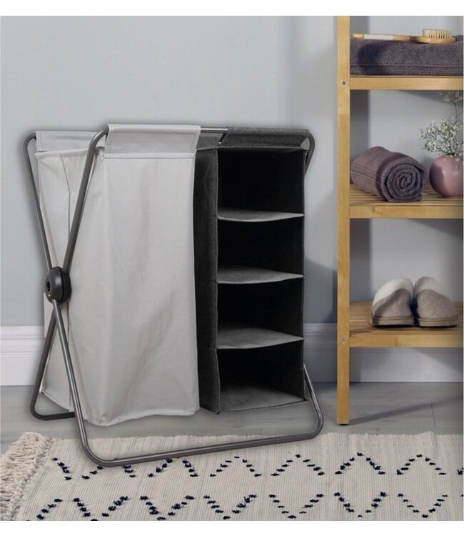 STUDIO 707 LAUNDRY HAMPER AND ORGANIZER GREY AND BLACK 30" x 26" x 19