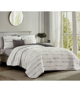 LAUREN TAYLOR BONNE NUIT 5pc QUILT SET WHITE