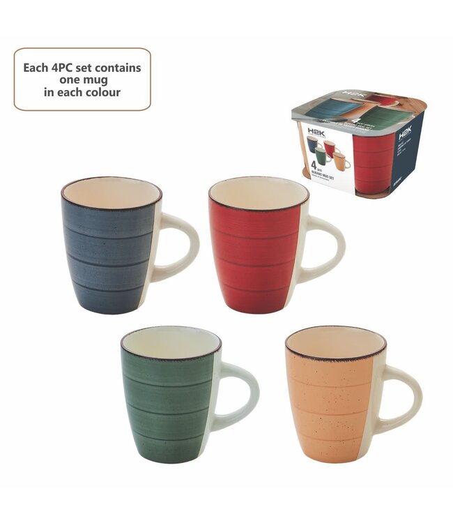 BURANO 4Pk STONEWARE MUGS 13oz MULTICOLOUR Oxford Mills Home Fashion