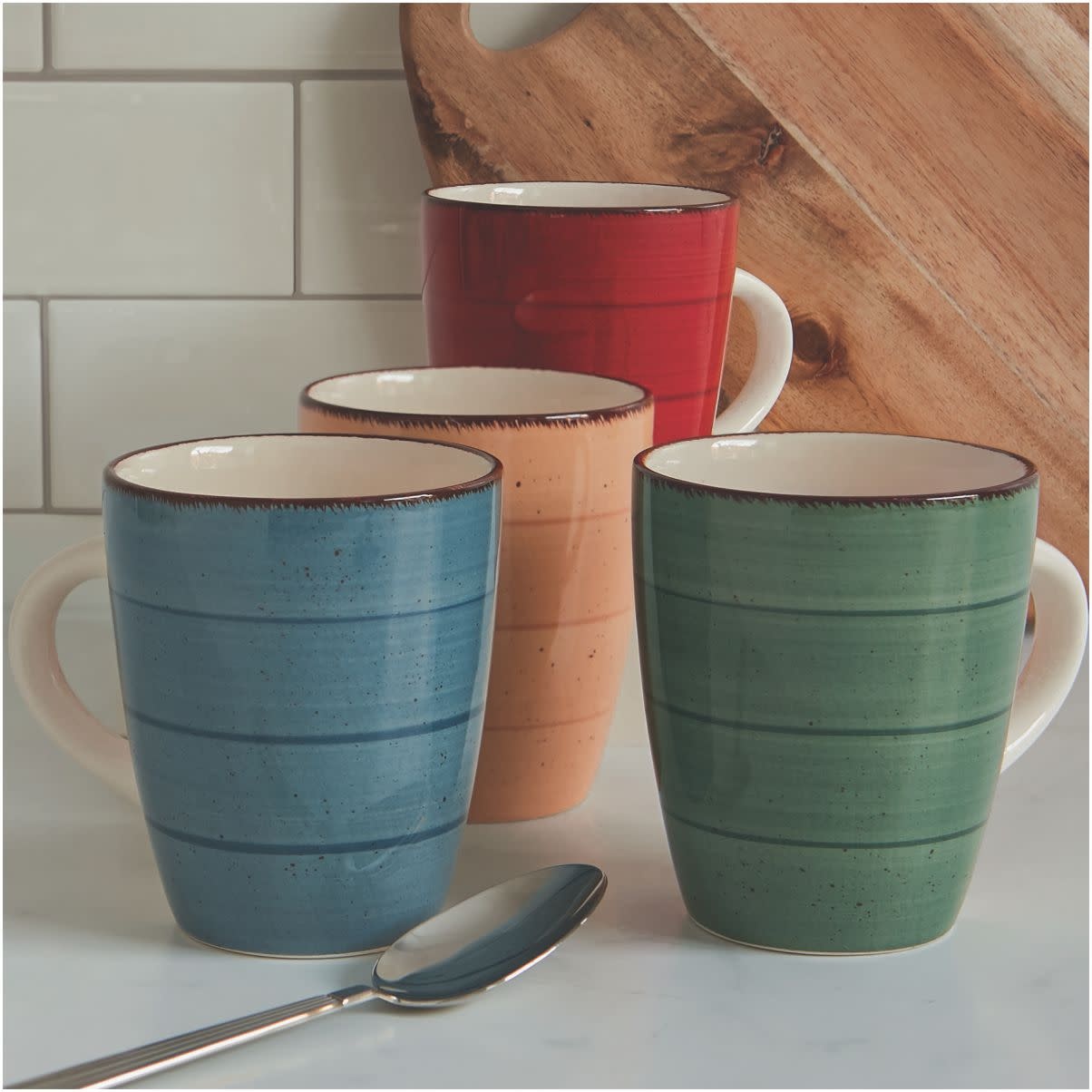 BURANO 4Pk STONEWARE MUGS 13oz MULTICOLOUR Oxford Mills Home Fashion