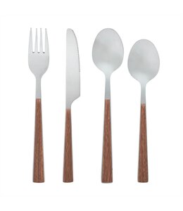 16Pc FAUX WOOD FLATWARE SET MAPLE