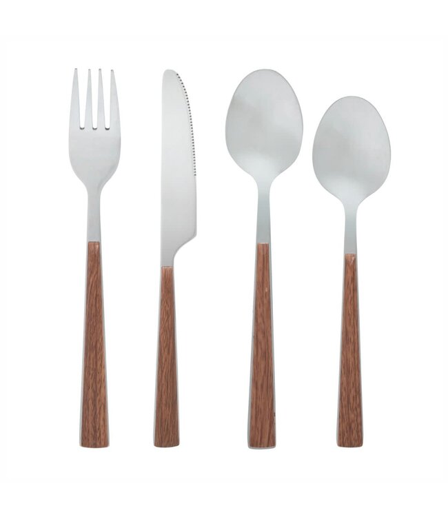 16Pc FAUX WOOD FLATWARE SET MAPLE
