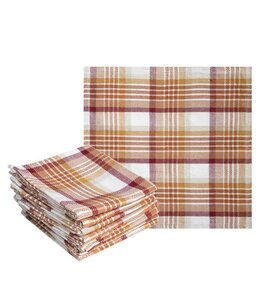 8pk FALL PRINTED BASKETWEAVE DISHCLOTHS 12X12" AUTUMN PLAID