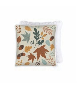 PRINTED FALL CUSHION w/SHERPA REVERSE 17X17" FALLEN LEAVES