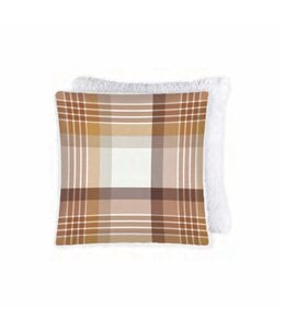 PRINTED FALL CUSHION w/SHERPA REVERSE 17X17" AUTUMN PLAID