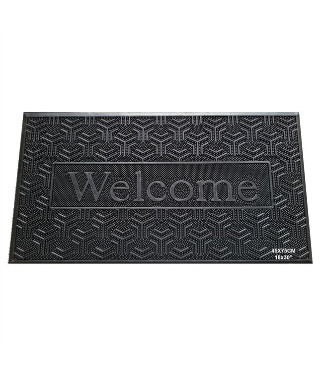 LAUREN TAYLOR RUBBER WELCOME MAT BLACK 18x30"