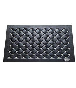 LAUREN TAYLOR RUBBER BASKET WEAVE MAT BLACK 18x30"