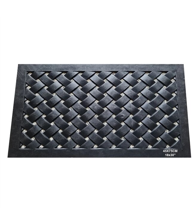 LAUREN TAYLOR RUBBER BASKET WEAVE MAT BLACK 18x30"