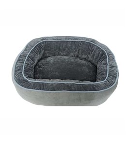PAWS & WHISKERS PET BED GREY w/BLUE PIPED EDGING 19.5x15.5x7"