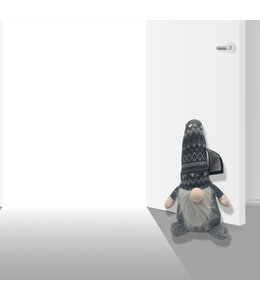 LAUREN TAYLOR STANDING GNOME DOOR STOPPER SNOWFLAKE HAT  GREY 16X12X32"